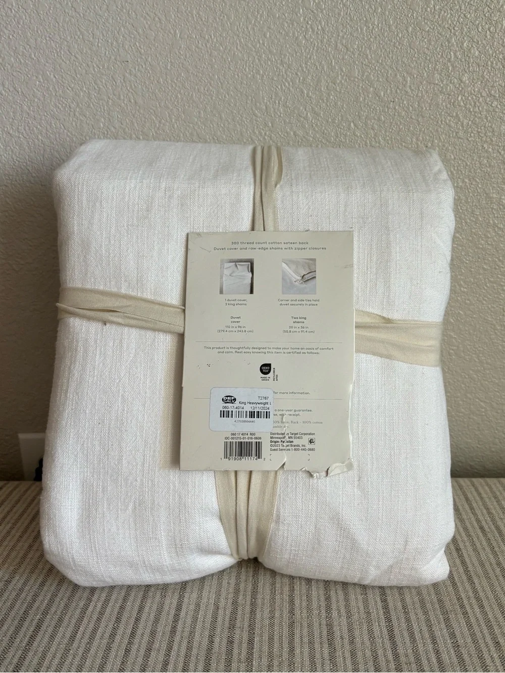 NWT King Heavyweight Linen Blend Duvet Cover & Sham Set White - Casaluna